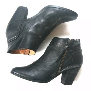 Chelsea Crew Black Side Zip Western Style Bootie